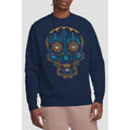 Navy - Back - Coco Unisex Adult Day Of The Dead Miguel Dante Colourful Skull Sweatshirt