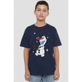 Navy - Back - Frozen Childrens-Kids Olaf Candy Cane T-Shirt