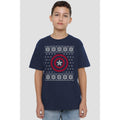 Navy - Back - Captain America Childrens-Kids Shield T-Shirt