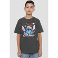 Charcoal - Back - Lilo & Stitch Childrens-Kids A Stitchmas Christmas T-Shirt