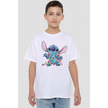 White - Back - Lilo & Stitch Childrens-Kids Christmas Lights Sketch T-Shirt