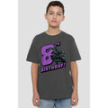 Charcoal - Back - Black Panther Childrens-Kids 8th Birthday T-Shirt