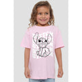 Pink - Back - Lilo & Stitch Childrens-Kids Sketch Name Repeat T-Shirt