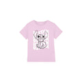 Pink - Front - Lilo & Stitch Childrens-Kids Sketch Name Repeat T-Shirt