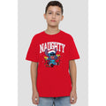 Red - Back - Lilo & Stitch Childrens-Kids Naughty Stitch Christmas Lights T-Shirt