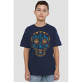 Navy - Back - Coco Childrens-Kids Day Of The Dead Miguel Dante Colourful Skull T-Shirt