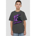 Charcoal - Back - Black Panther Childrens-Kids 12th Birthday T-Shirt