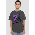 Charcoal - Back - Black Panther Childrens-Kids 7th Birthday T-Shirt