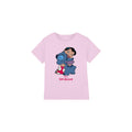 Pink - Front - Lilo & Stitch Childrens-Kids 90s Hug T-Shirt