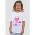 White - Back - Disney Princess Childrens-Kids Happy Hearts Day Valentine`s Day T-Shirt