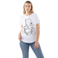 White - Side - Winnie The Pooh Womens-Ladies Sketch T-Shirt