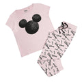 Light Pink-Black - Front - Disney Womens-Ladies Mickey Mouse Silhouette Pyjama Set