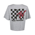 Grey - Back - MTV Womens-Ladies Logo Boxy Crop T-Shirt