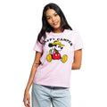 Light Pink-Black-Yellow - Side - Disney Womens-Ladies Happy Camper Mickey Mouse Classic T-Shirt