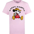 Light Pink-Black-Yellow - Front - Disney Womens-Ladies Happy Camper Mickey Mouse Classic T-Shirt