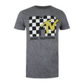 Graphite-Black-Mustard Yellow Heather - Front - MTV Mens Checked Logo T-Shirt