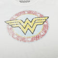 White-Red-Yellow - Side - Wonder Woman Womens-Ladies Classic Distressed Logo T-Shirt