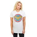 White-Red-Yellow - Lifestyle - Wonder Woman Womens-Ladies Classic Distressed Logo T-Shirt