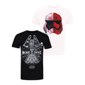 Black-White-Red - Front - Star Wars Mens Millennium Falcon T-Shirt (Pack of 2)