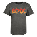 Vintage Charcoal - Front - AC-DC Womens-Ladies Logo Acid Wash T-Shirt