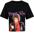 Black - Front - Knight Rider Womens-Ladies Thumbs Up Michael Knight Boxy Crop T-Shirt
