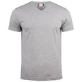 Grey Melange - Front - Clique Unisex Adult Melange V Neck T-Shirt