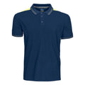 Navy-Yellow - Front - Projob Mens Pique Polo Shirt