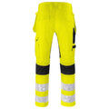 Yellow-Black - Back - Projob Mens Stretch High-Vis Cargo Trousers