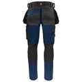 Navy - Back - Projob Mens Stretch Cargo Trousers