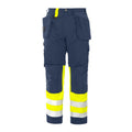 Yellow-Navy - Front - Projob Mens High-Vis Cargo Trousers