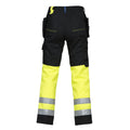 Yellow-Black - Back - Projob Mens High-Vis Cargo Trousers