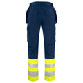 Yellow-Navy - Back - Projob Mens High-Vis Trousers