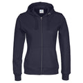 Navy - Front - Cottover Womens-Ladies Full Zip Hoodie