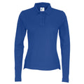 Royal Blue - Front - Cottover Womens-Ladies Pique Long-Sleeved Polo Shirt