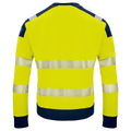 Yellow-Navy - Back - Projob Mens Hi-Vis Sweatshirt