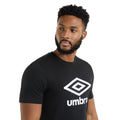 Black - Side - Umbro Mens Stacked Logo T-Shirt