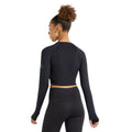 Black - Back - Umbro Womens-Ladies Pro Training Long-Sleeved Crop Top