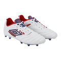 Blue-Estate Blue-Rococo Red - Front - Umbro Mens Tocco IV Pro Leather Firm Ground Football Boots