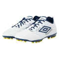 White-Poseidon-Blazing Yellow - Front - Umbro Mens Tocco Iv Pro Ag Goat Leather Football Boots