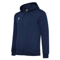 Navy-White - Front - Umbro Childrens-Kids Club Leisure Full Zip Drawstring Hoodie