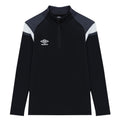 Black-Carbon-Brilliant White - Front - Umbro Childrens-Kids Half Zip Jersey