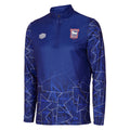 Deep Surf-White - Front - Ipswich Town FC Mens 22-23 Umbro Half Zip Warm Up Jersey