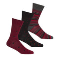 Black-Red - Front - Panda Stick Mens Spots & Stripe Bamboo Socks (Pack Of 3)