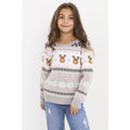 Grey - Front - Brave Soul Childrens-Kids Fairisle Christmas Jumper