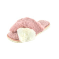 Pink - Front - Womens-Ladies Plush Crossover Slippers