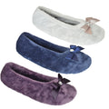 Purple - Back - Womens-Ladies Velour Ballet Slippers