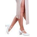 White - Side - Where´s That From Womens-Ladies Araceli Block Heel Mary Janes