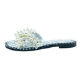 Silver - Back - Where´s That From Womens-Ladies Eve Pearl Flat Heel Sliders