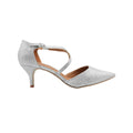 Silver - Front - Where´s That From Womens-Ladies Kennedi Glitter Crossover Strap Kitten Heel Shoes