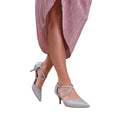 Silver - Back - Where´s That From Womens-Ladies Kennedi Glitter Crossover Strap Kitten Heel Shoes